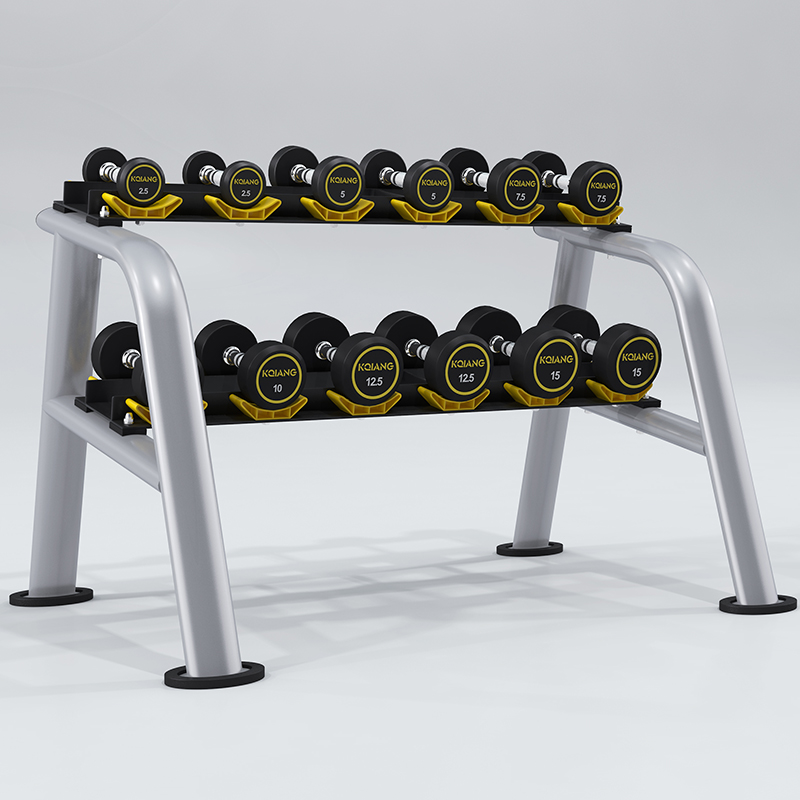 必一运动商用包胶哑铃男士健身器材健身房包胶固定式哑铃 双层6付哑铃组（含哑铃、哑铃架）