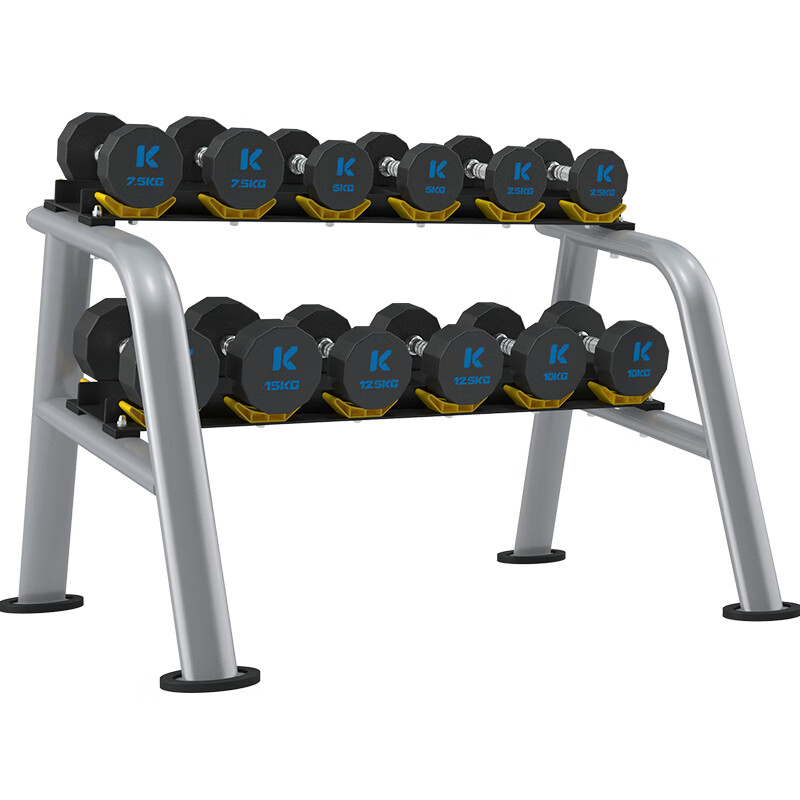 必一运动TPU12边哑铃套装室内专业力量运动健身器材YLT-12T 105KG