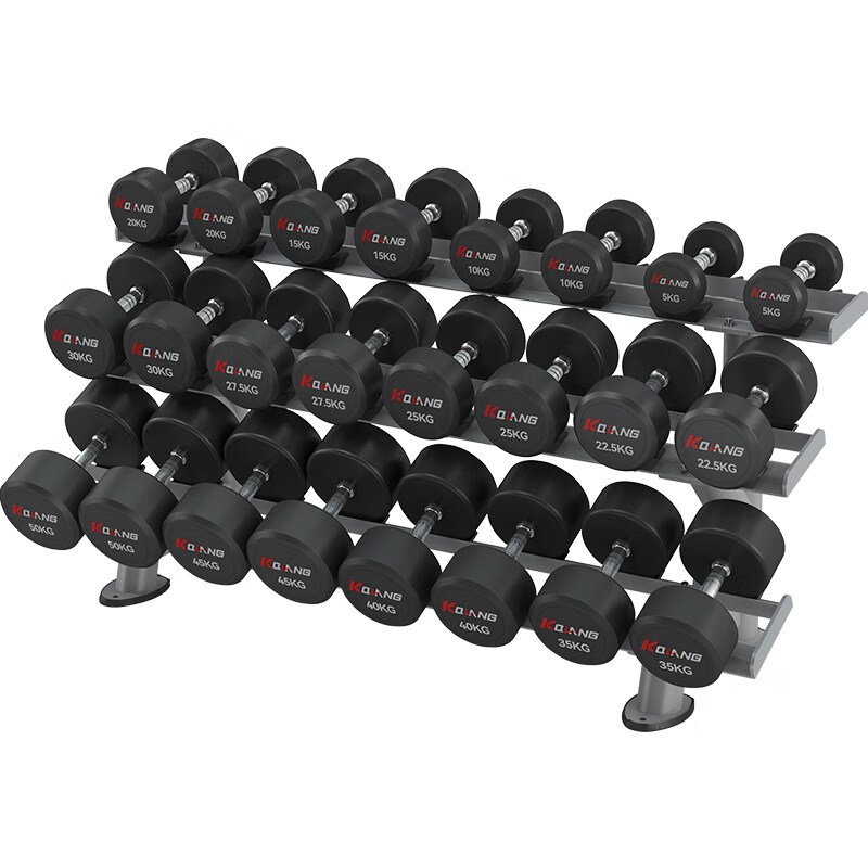 必一运动家用商用十二付PEV哑铃套装含哑铃架健身器材YL-P650